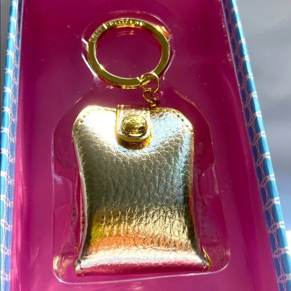 Lilly Pulitzer Metallic Gold  Wireless Earbud Case Ring Clip